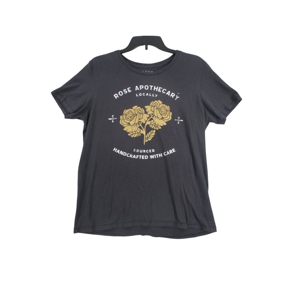Schitts Creek Rose Apothecary Graphic T-Shirt‎ XL Black 100% Cotton Short Sleeve